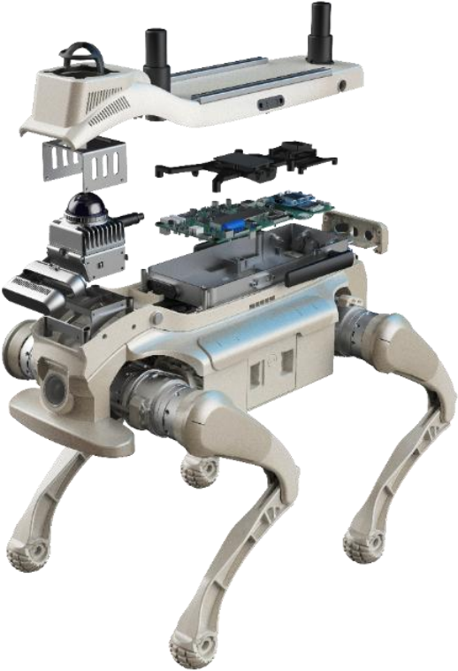 GBL01-EDU development kit, exploded view of the modular sensor and compute payload